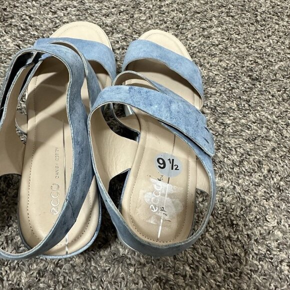 Ecco Plateau Sandal Womens Shape Wedge Size US 9-9.5 EU 40 Blue Strappy New - Picture 4 of 7